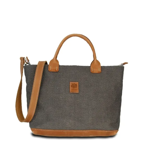 Bild von Hand-Umhängetasche KARLIE LUSH - Leinen-Leder 30-39 x 26 x 10 cm