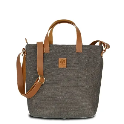 Bild von Hand-Umhängetasche KARLIE LIGHT - Leinen-Leder 25-34 x 30 x 10 cm
