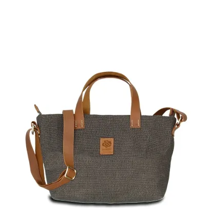 Bild von Hand-Umhängetasche KARLIE LIGHT - Leinen-Leder 26-33 x 22 x 10 cm