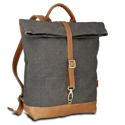Bild von Rucksack - Leinen-Leder 27-36 x 38 x 10 cm