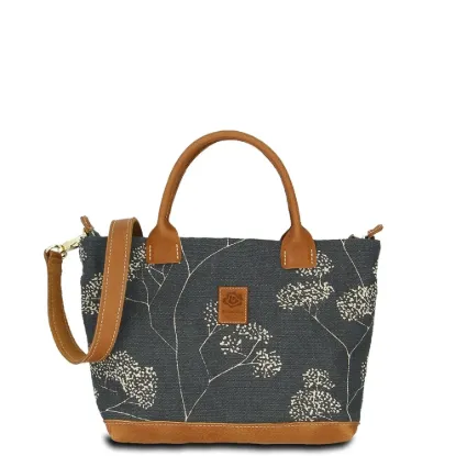 Bild von Hand-Umhängetasche JOANA lush-hip - Leinen-Leder 26-35 x 22 x 10 cm