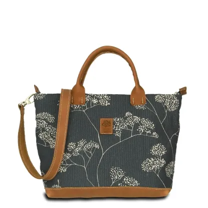 Bild von Hand-Umhängetasche JOANA lush-go - Leinen-Leder 30-39 x 26 x 10 cm