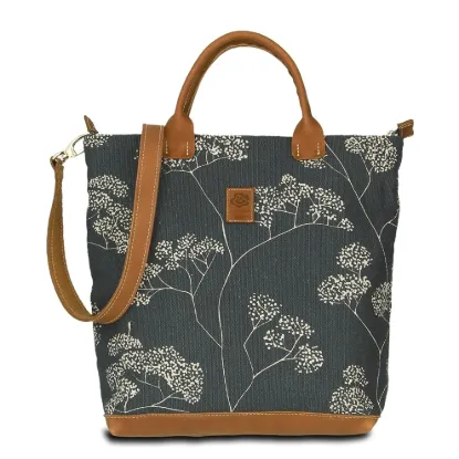Bild von Hand-Umhängetasche JOANA lush-daily - Leinen-Leder 30-39 x 34 x 10 cm