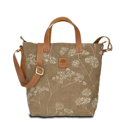 Bild von Hand-Umhängetasche JOANA light - Leinen-Leder 25-34 x 30 x 10 cm